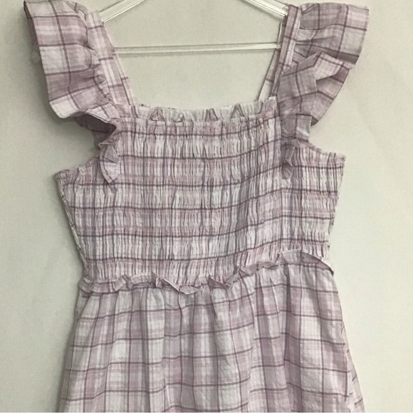 NWT English Factory Plaid Midi Dress Size Small White Pink Purple - Picture 4 of 11